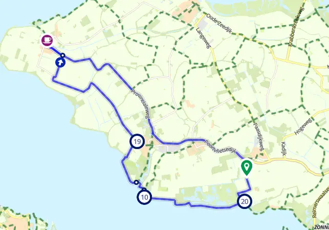 Kaart van de fietsroute Stavenisse