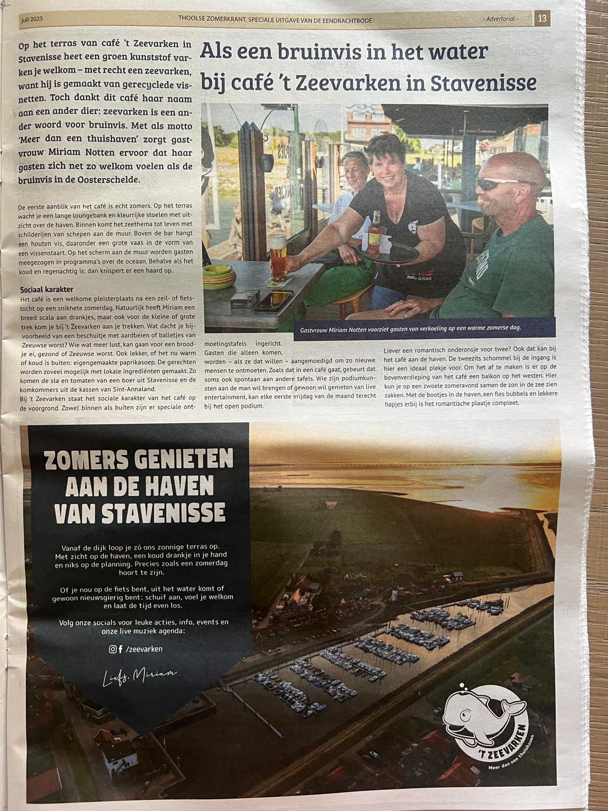 Afbeelding bij het nieuwsbericht: Café ’t Zeevarken in de Thoolse Zomerkrant